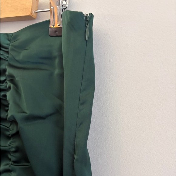 NWT Blu Pepper Forest Green Ruched Satin Pencil Maxi Skirt Size XL Wedding Guest - Picture 6 of 16